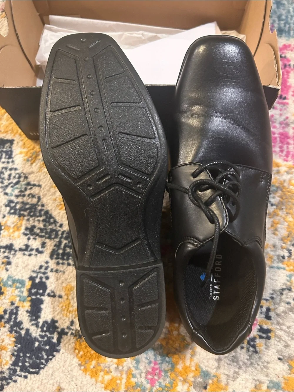 Stafford Black Men's Lace-Up Oxford Dress Shoes